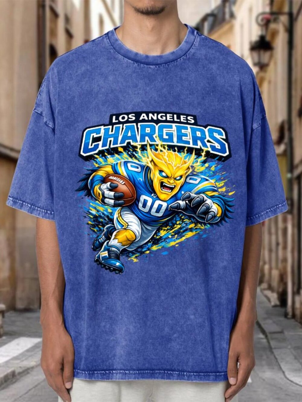 Los Angeles Chargers Mascot Vintage Wash Oversized NFL T-shirt RQDS4VC36M03